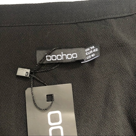 boohoo Crochet + Ladder Trim Button Through Blouse Black Size 10 - Picture 8 of 11